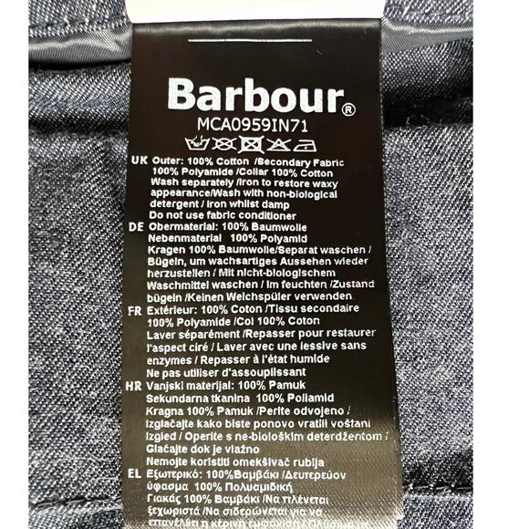 Barbour OS Bedale Casual Denim Jacket Indigo Corduroy Collar Oversized Mens S - Picture 9 of 9